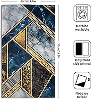 Vista 2 de Juego de 2 toallas de mano de mármol azul, con líneas agrietadas doradas, toallas de baño finas y absorbentes para gimnasio, yoga, spa, decoración