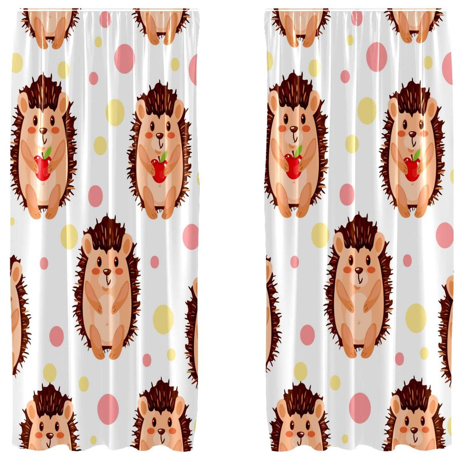 Cortinas infantiles de erizo con corazones para una habitación alegre y dulce