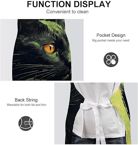 Miniatura 6 de MUSM Apron for Adults - 27.6 X 31.5 Inch, Heavy-Duty Polyester Aprons with Two Large Pockets, Waterproof Peeping on The Wall Kitchen Apron for