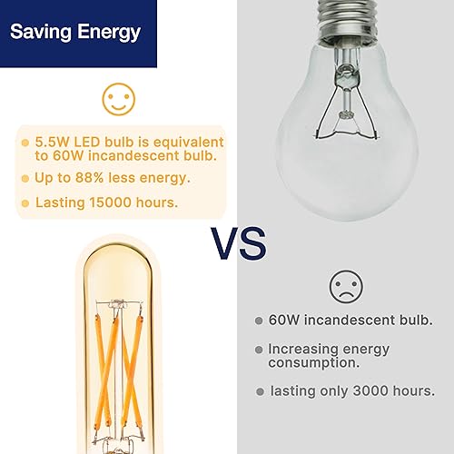 Miniatura 8 de FLSNT Bombillas LED de candelabro de luz diurna de 5000 K, equivalente a 60 W, bombillas LED regulables T6T25 E12, 90+ CRI alto, 550 lm, 5.5 W,