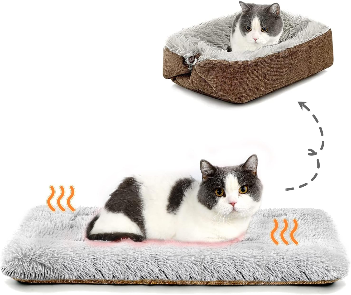 MUAEEOK Cat Bed Small Dog Bed, Self Warming Cat Beds Self Heating Cat