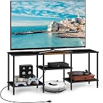 TV Stand for Bedroom up to 50 Inch Modern TV Stands with Power Outlets Small Entertainment Center with Storage 3 Tier TV Cabinet Console Table for Living Room Bedroom Office, White