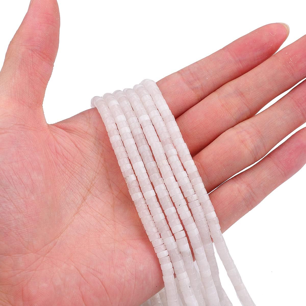 Natural White Agate Spacer Beads Caps Loose Semi Gemstone for Beading Jewelry Making 4mmx2mm 38cm - Image 2