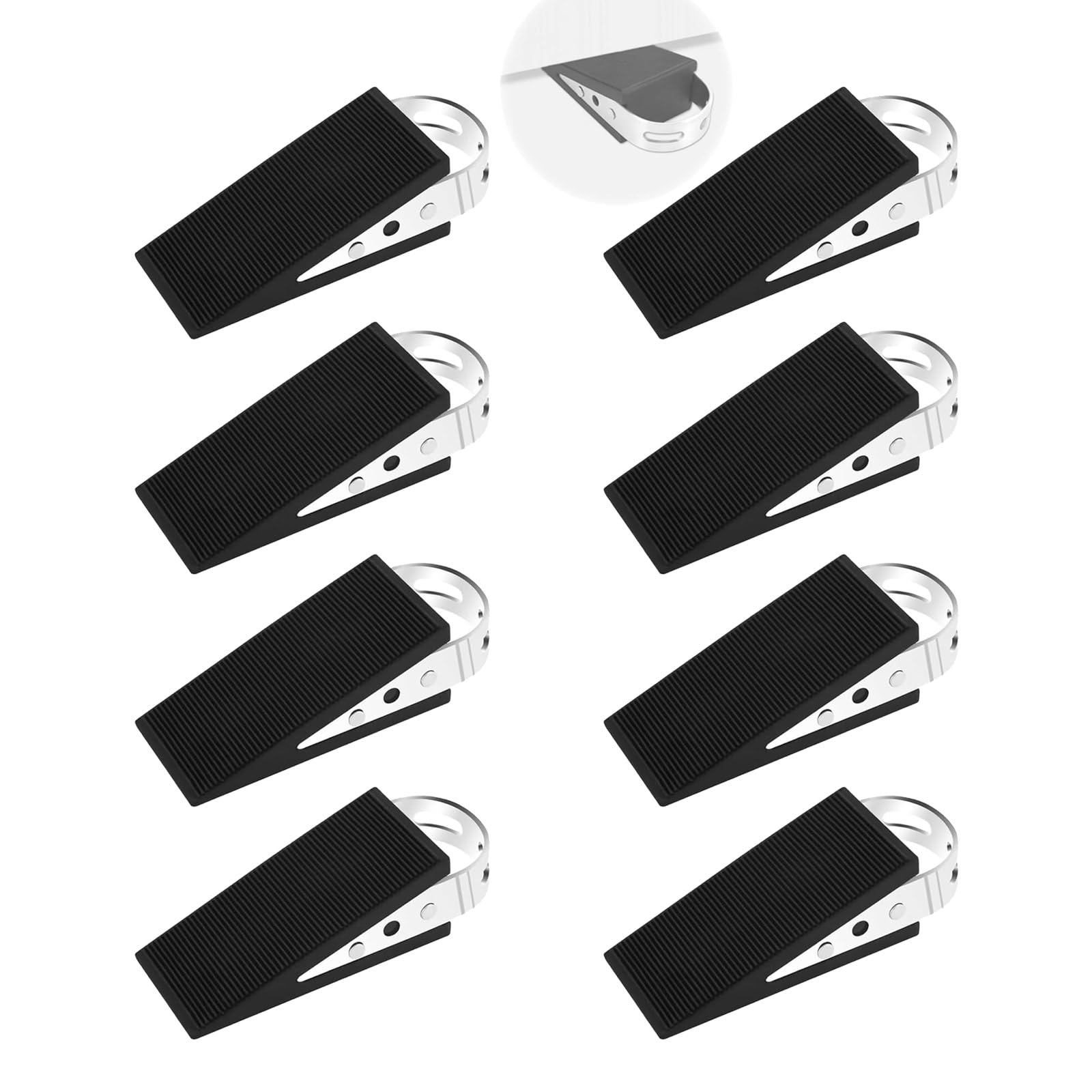 Topes para Puertas Suelo 8 Piezas, Cuña Puerta con Asas de Acero Inoxidable, Door Stopper Aptos Para Todo Tipo de Suelos y Estilos de Puertas