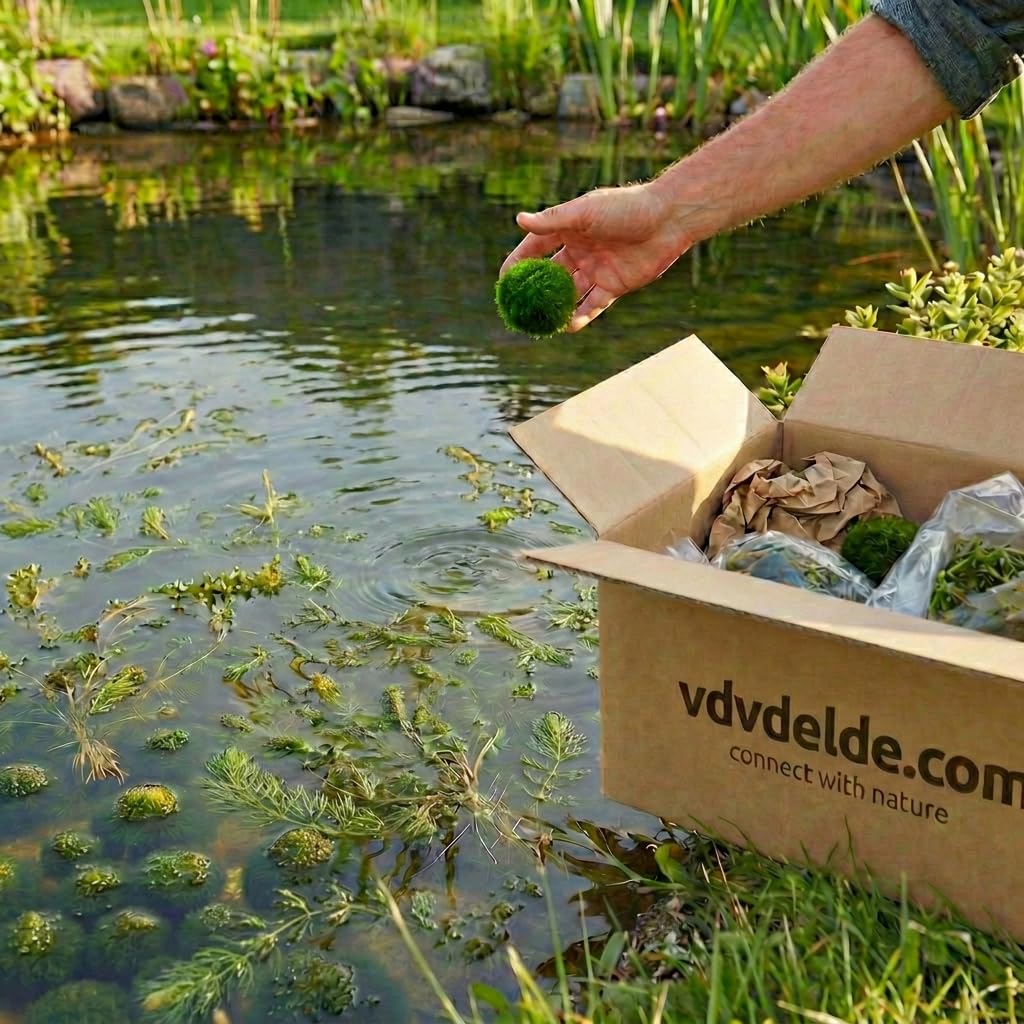 Vdvelde․com - Marimo Mooskugeln 10 Stück Ø5 cm - Cladophora aegagropila für Aquarium & Teich - Schwimmende Mosballen Wasserpflanzen Set