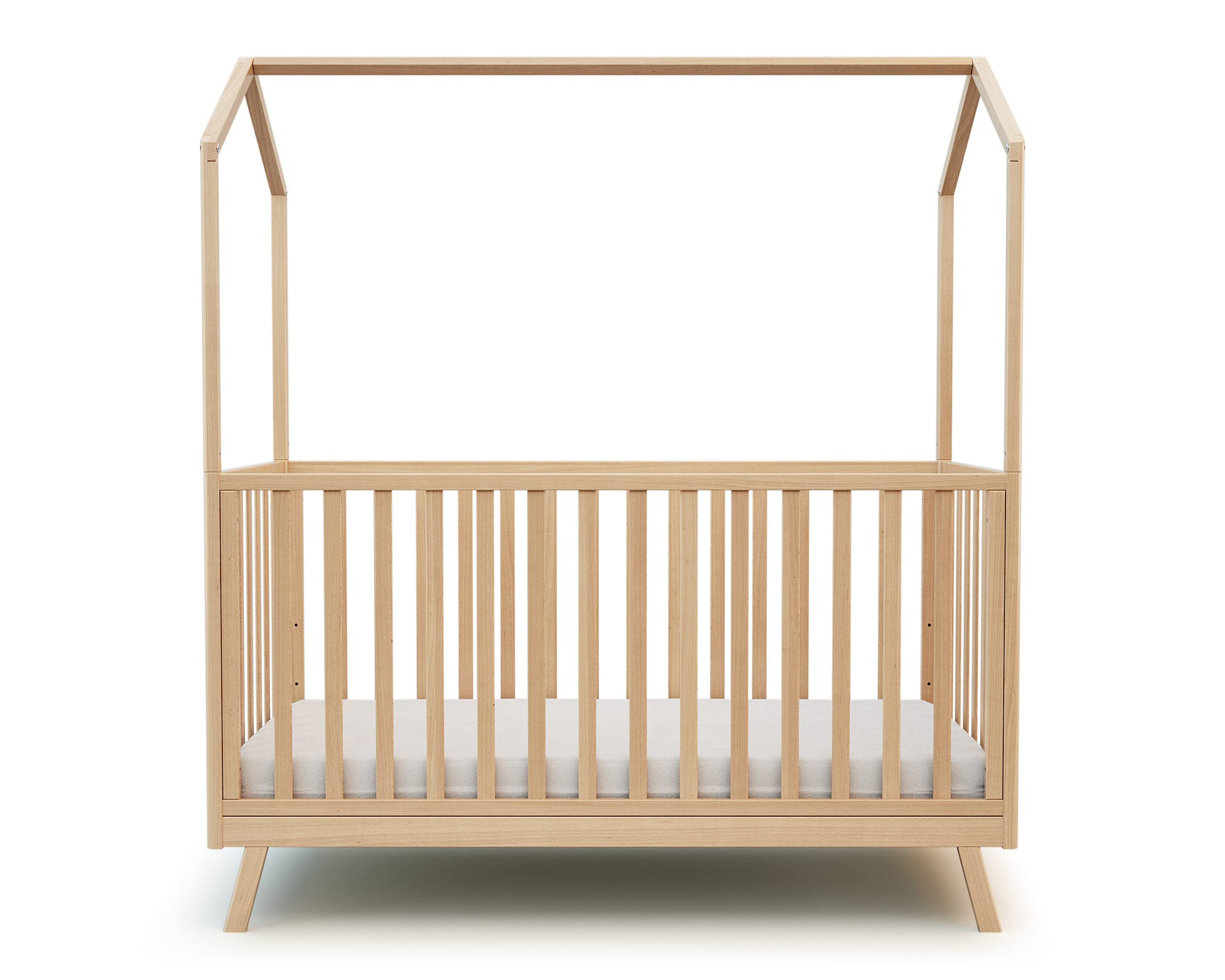 AT4 - Lit cabane bébé évolutif en bois CONFORT Hêtre Verni 70 x 140 cm|146 x 74,5 x 162,5 cm | Lit transformable junior | Sommier réglable 3 hauteurs | 100% hêtre massif