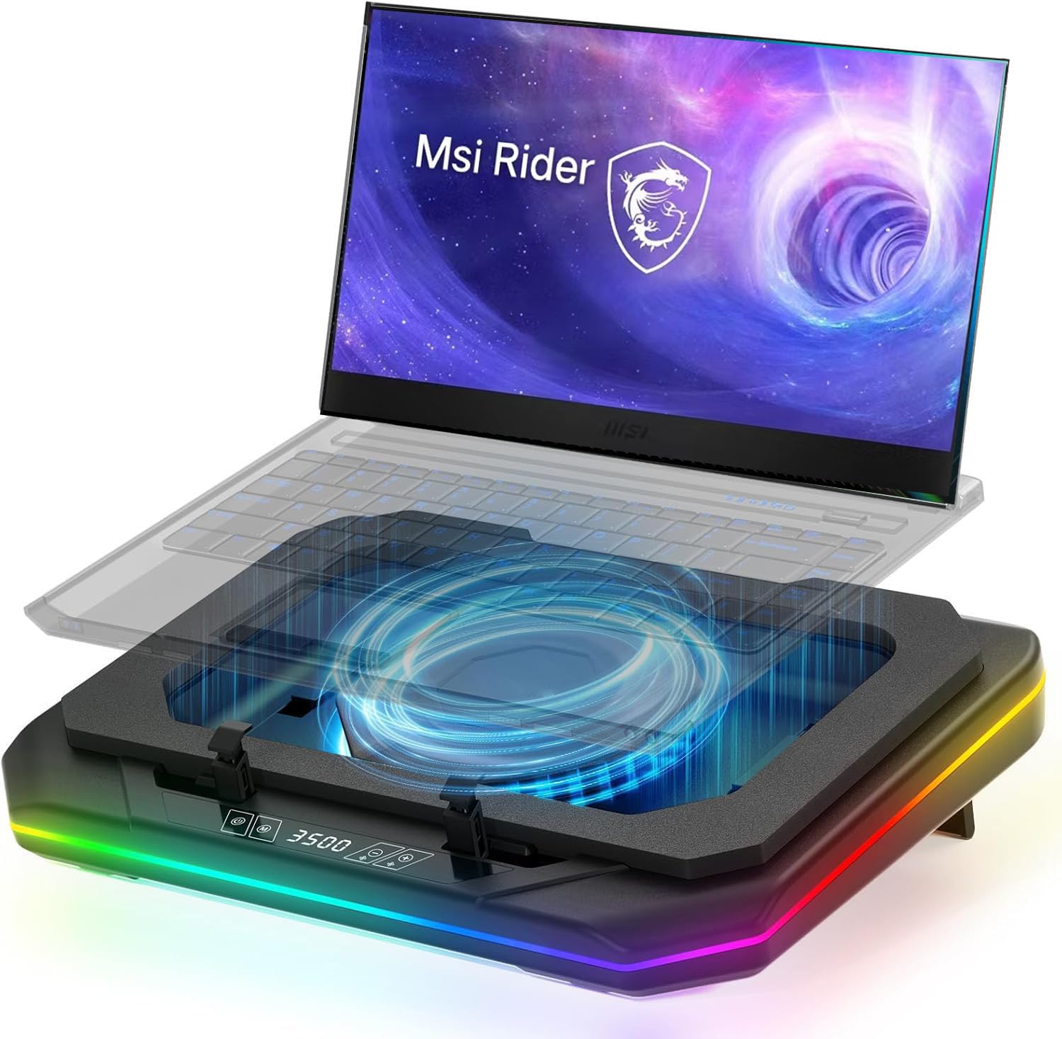 Cooling Pad for Msi Raider 18 HX A18 HX 17 GE76 GE66 GE67Hx GE63 GE78HX GE68HX Gaming Laptop with Ultra Powerful Booster Turbo Fan Can Fast Cooling,6 RGB Light Mode,Touch Start