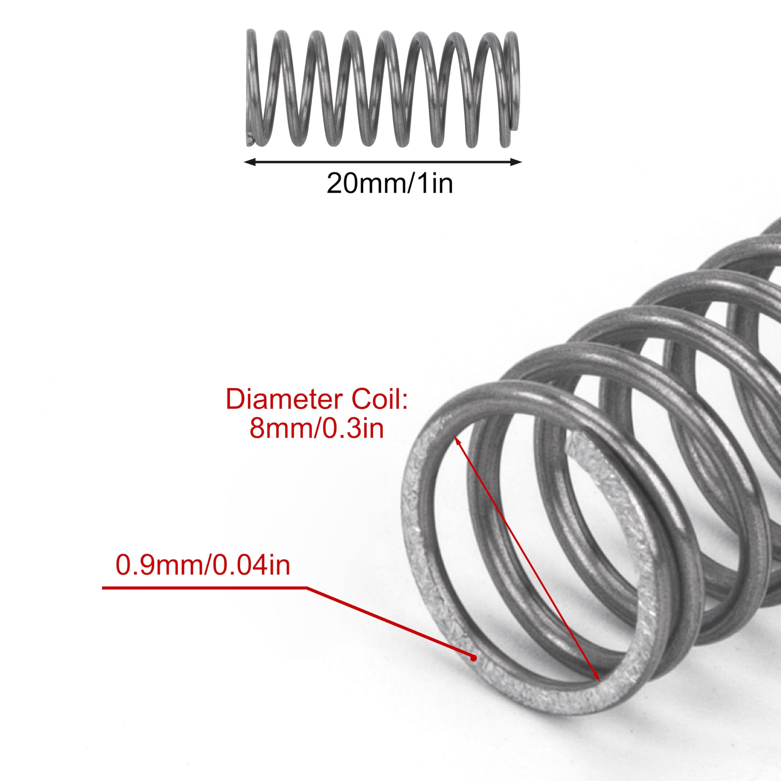 10 Mole Di Compressione In Acciaio Inox 304 - 0,4x5 Mm - Lunghezza 20 Mm - Molle Per Riparazioni E Fai Da Te - 2