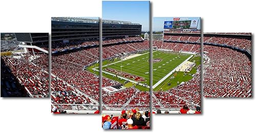Vista 164 de Cuadros de estadios deportivos de fútbol americano de Minnesota, cuadros de vikingos, 5 paneles, lienzo para pared, arte de pared del estadio