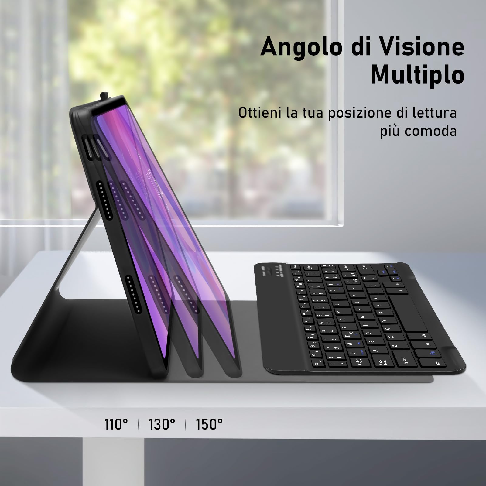 Custodia con Tastiera per Lenovo Idea Tab 11 Pollici 2025 - Bluetooth QWERTY Rimovibile Custodia con Tastiera Wireless Keyboard per Lenovo Idea Tab Tablet 11 2025 (TB-336ZU/TB-336FU), Nero
