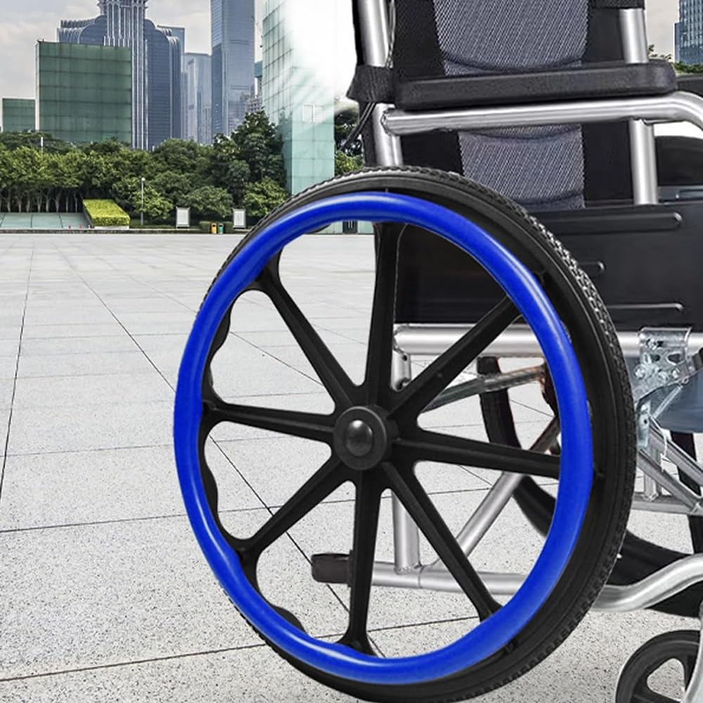 WYWY Copriruote per Sedia a Rotelle, 20/22/24 Pollici Copertine Anello Spinta Sedia a Rotelle (1 Coppia) - Stylish, Protettive, Facili da Installare(Black,20inch)