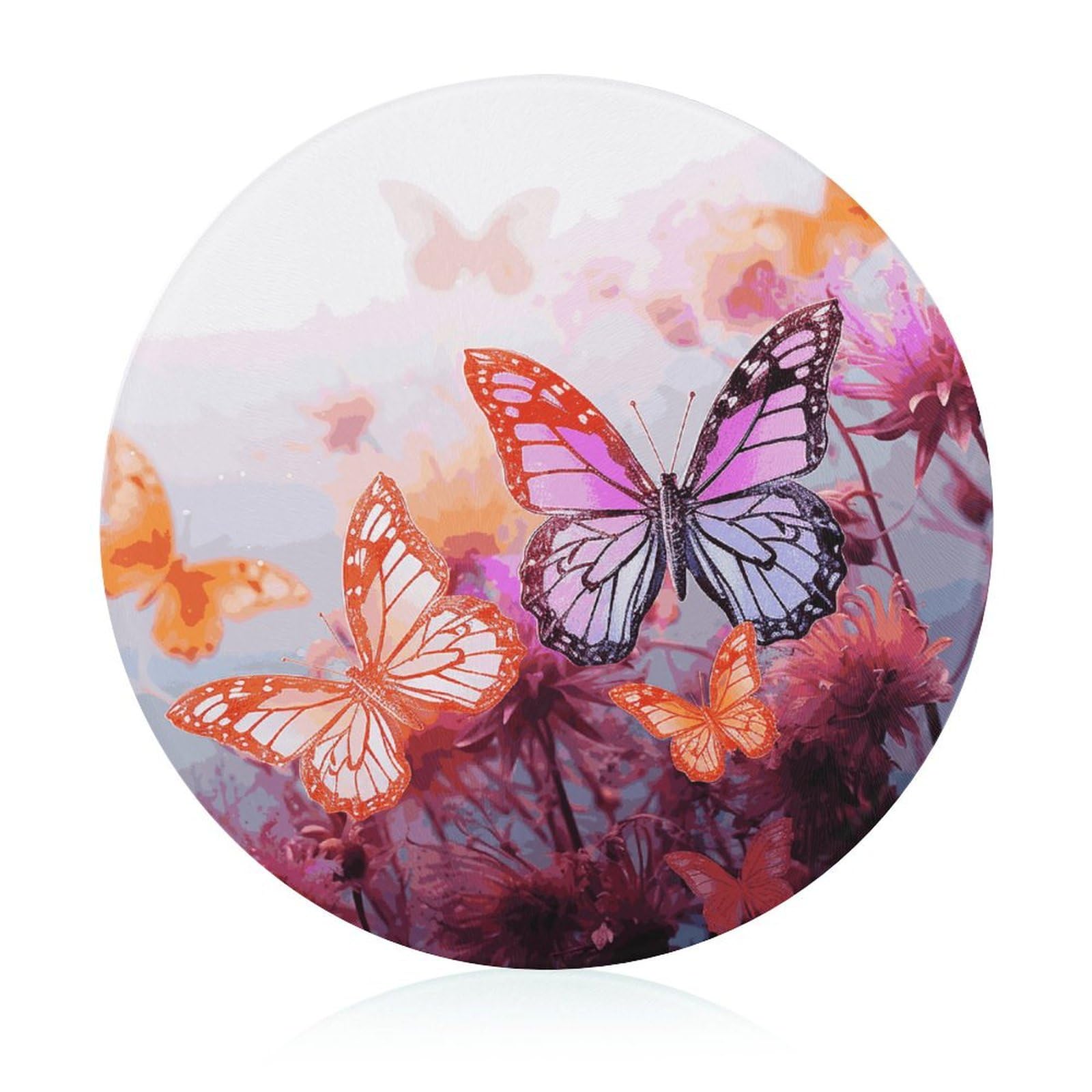 Planche à découper en verre de cuisine motif papillon fleur antiraie pour comptoir