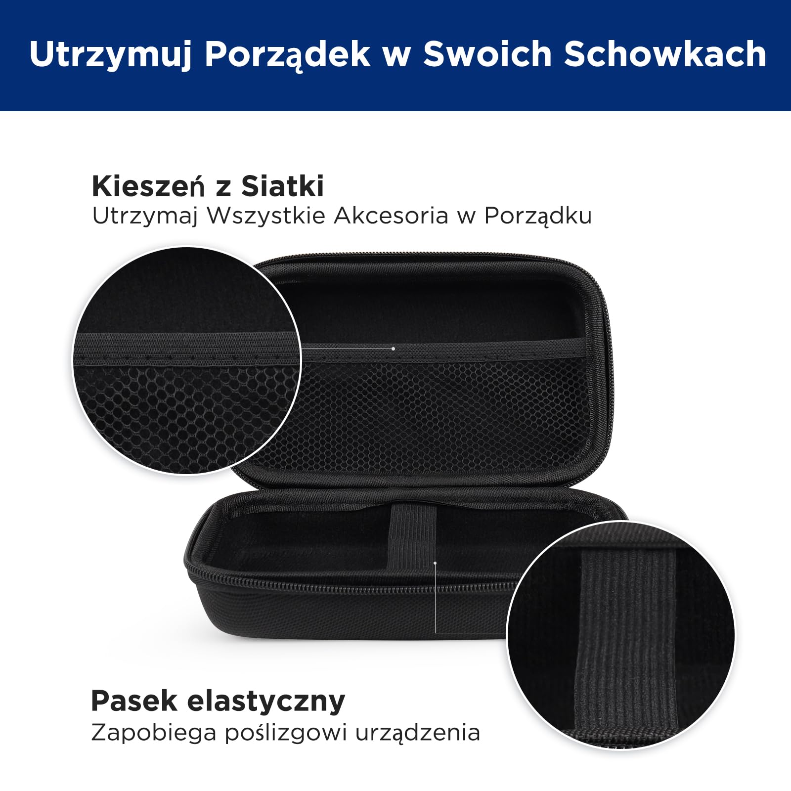 SUPVAN E11 Nylonowe Twarde Etui na Drukarkę Etykiet, 16.8 × 10 × 6.5 cm | Wodoodporne, Wstrząsoodporne, Pyłoszczelne, Antystatyczne, Elastyczna Taśma & Kieszeń Siatkowa, do Organizacja & Ochrona