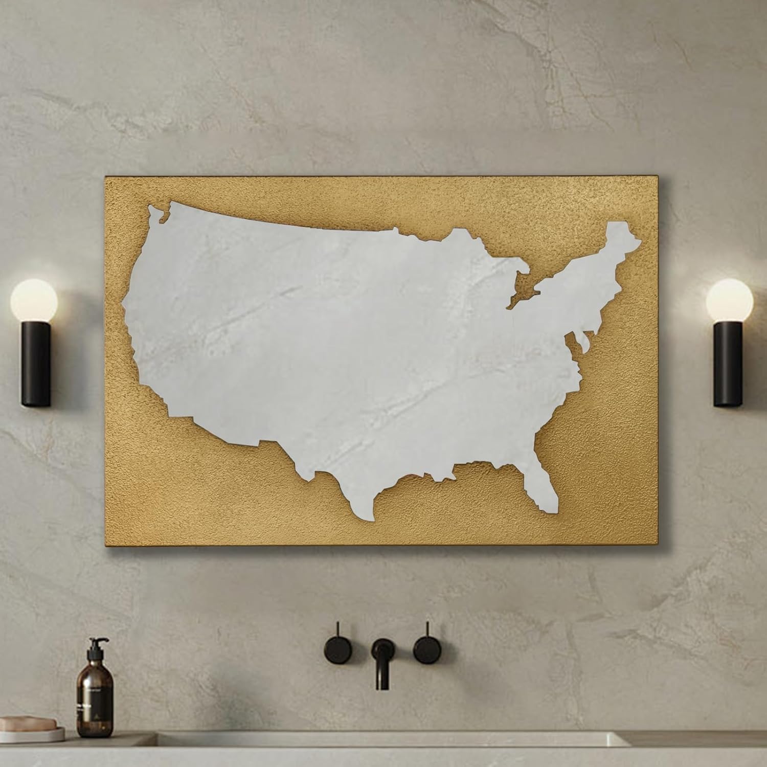 Gold Modern Mirror with Abstract Deco, Wall-Mounted Rectangular Mirror, Decorative Mirrors for Living Room, Bedroom, Cloakroom, and Bathroom Decor