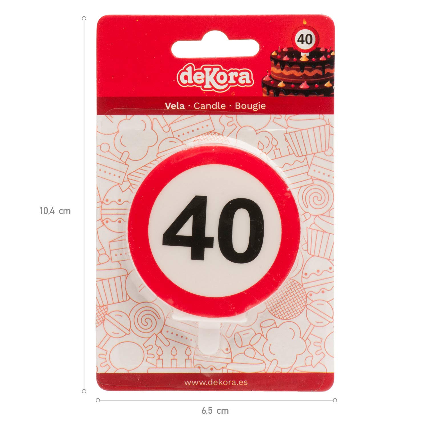 Candela Compleanno Numero 40 Con Segnale Divieto - Decorazione Torte - Altezza 6,3cm - Foto 2