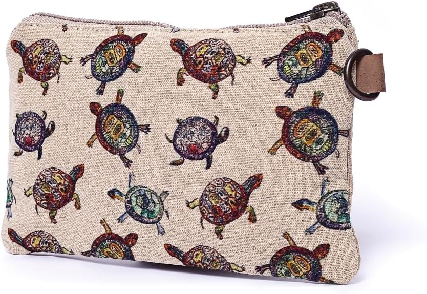 COTT N CURLS Turtle Blocks - Wristlet Wallets for Women, Crossbody Sling Bags for Women, Cotton Canvas Purses, Womens Purse