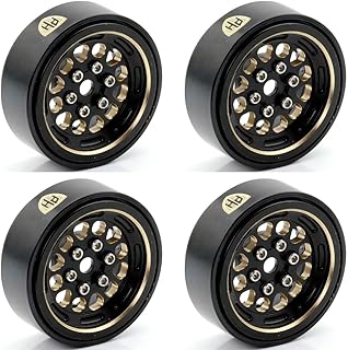 Power Hobbies Powerhobby Axial SCX24 1.0inch Black Brass Beadlock Crawler Wheels 1/24 Black