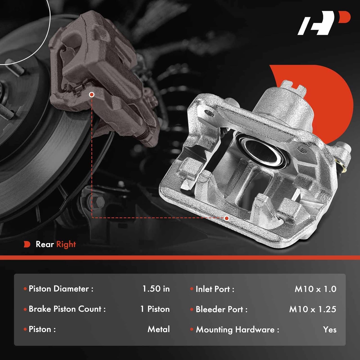 A-Premium Disc Brake Caliper Assembly with Bracket Compatible with Select Acura and Honda Models - CL 2001-2003, TL 1999-2008, Element 2003-2011, L4 2.4L, V6 3.2L, V6 3.5L - Rear Right Passenger Side