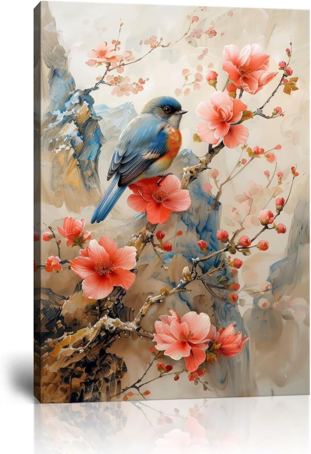 Black and White Red Tulips Canvas Wall Art for Living Room Bedroom Bathroom Home Decorations, Tulips Painting Poster Framed Artwork Office Wall Decor Ready to Hang(12''W x 16''H)