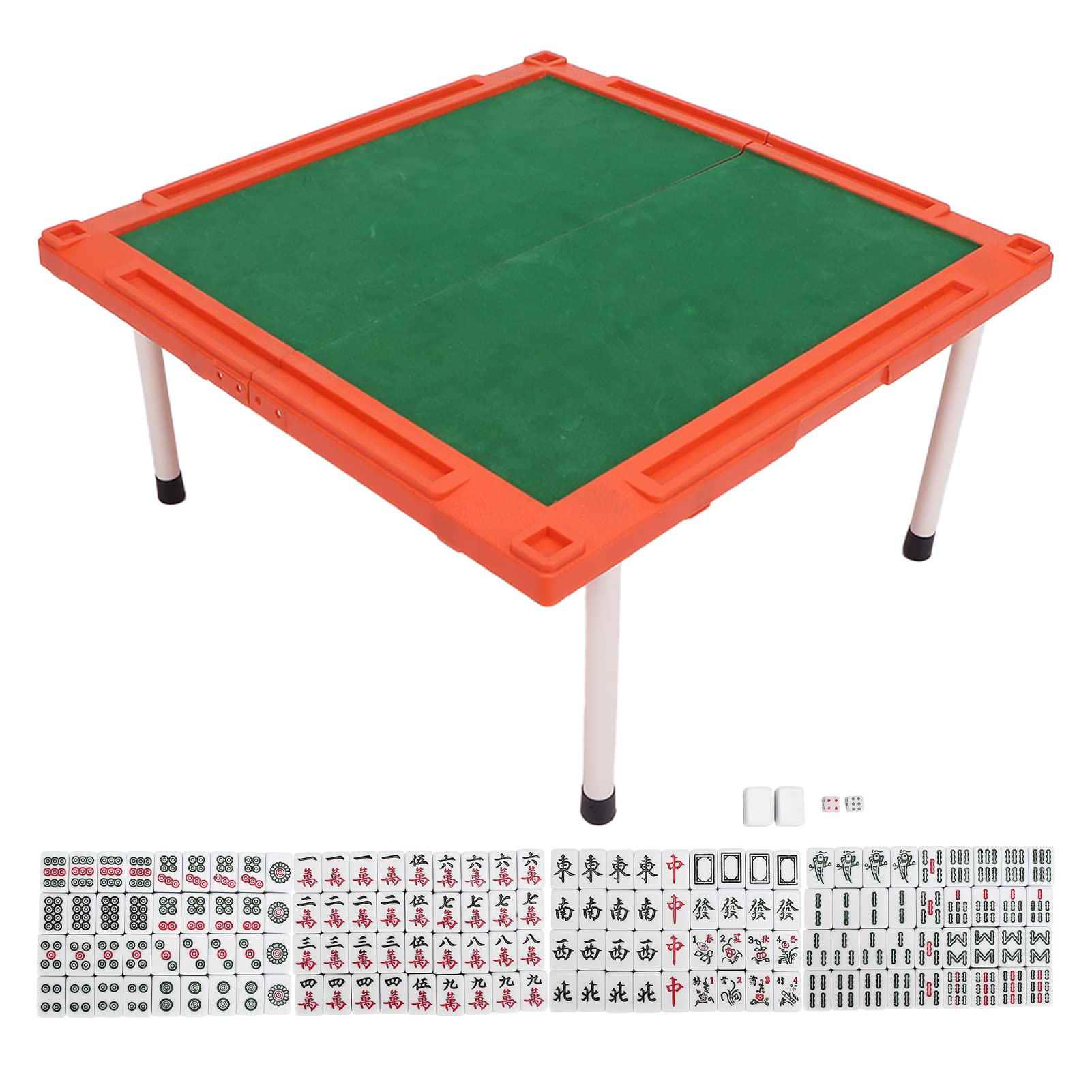 Reise-Mahjong-Set mit Abnehmbarem Tisch, 146 Tragbare, Zusammenklappbare Mahjong-Spiele aus Kunststoff für Zuhause, Outdoor, Reisen, Camping, Picknick