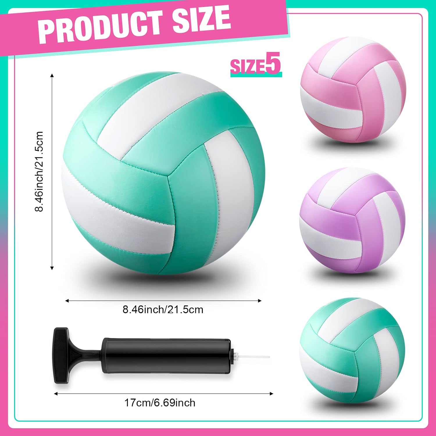 Syhood 10 Pcs Official Size 5 Volleyballs, Soft Volleyball with Pump Needle, Indoor Outdoor Volleyball for Adult Beach Sand Pool Water Game and Gym