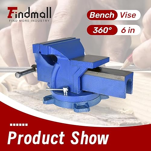 Miniatura 2 de findmall Tornillo de banco de alta resistencia con base giratoria 360, abrazadera de mesa con cerradura, parte superior de yunque de tamaño grande
