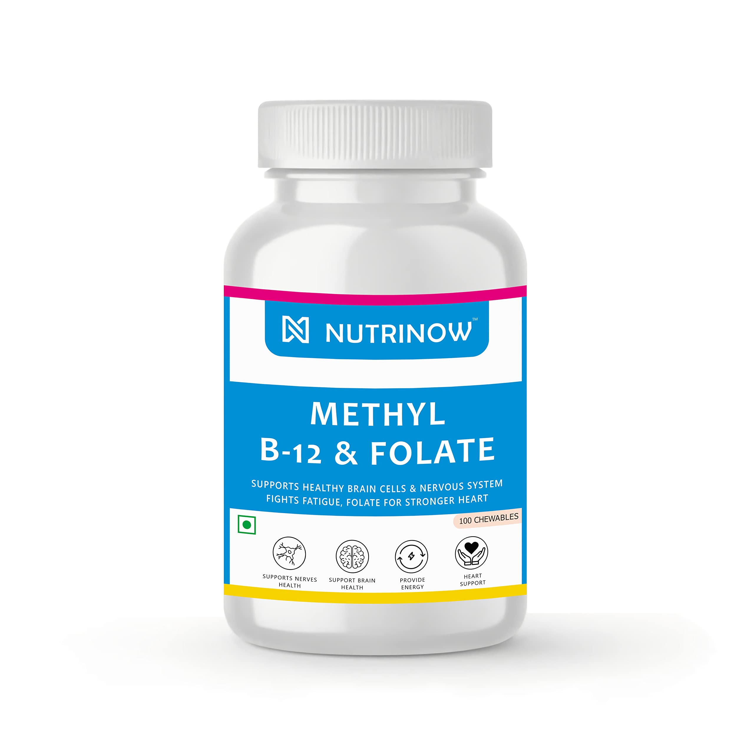 Nutrinow Methyl B12 & Folate | Vitamin B12, Vitamin B6 and Folate for Nerves, Brain & Heart Health and Energy (100 Chewable Tablets) (B0DCSWKZWW) Amazon Price History, Amazon Price Tracker