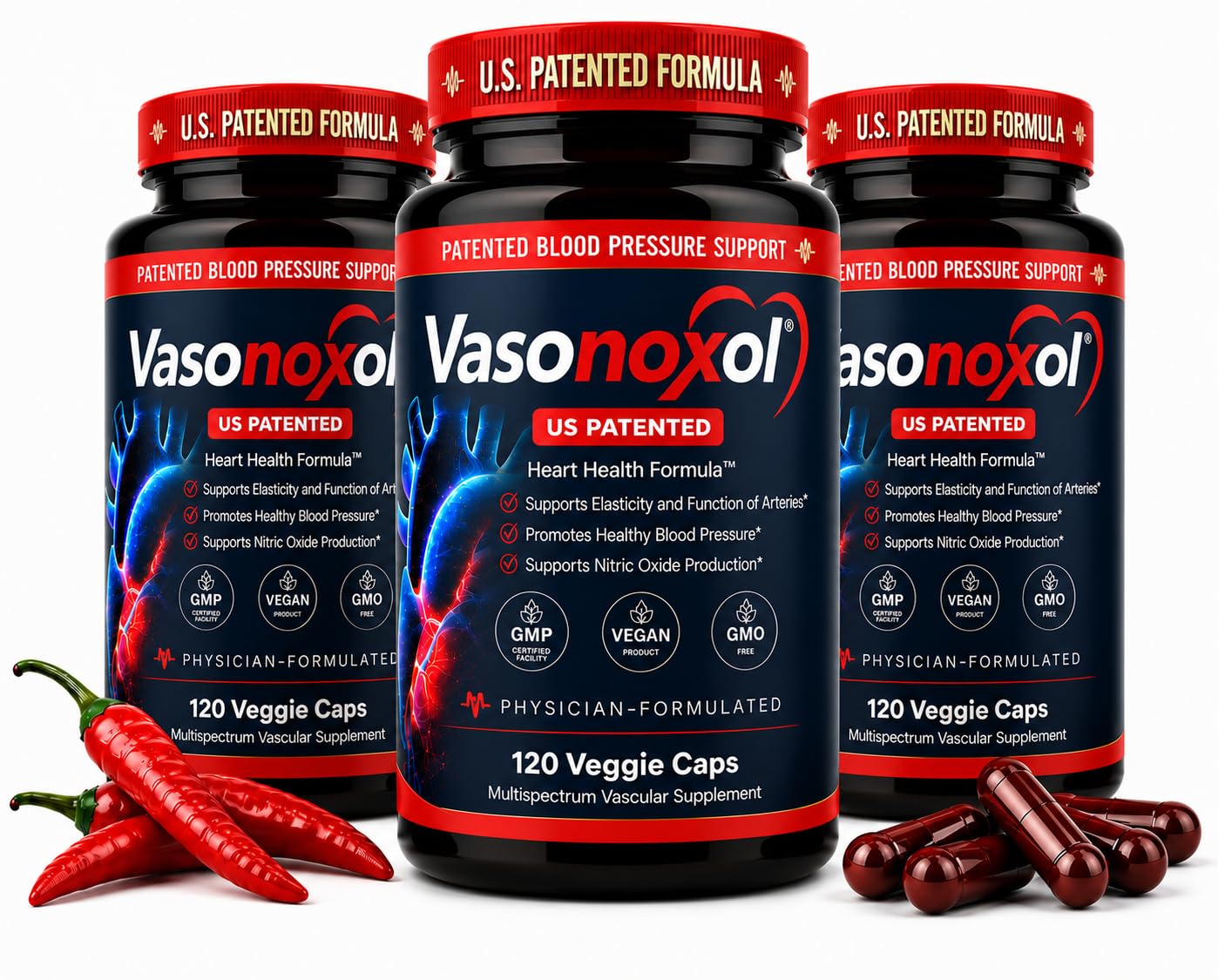 Vasonoxol U.S. Patented Nitric Oxide Supplement with L-Arginine & L-Citrulline - Vegan, Non-GMO, 120 Veggie Capsules for Blood Pressure and Circulation Support — Amazon image 7