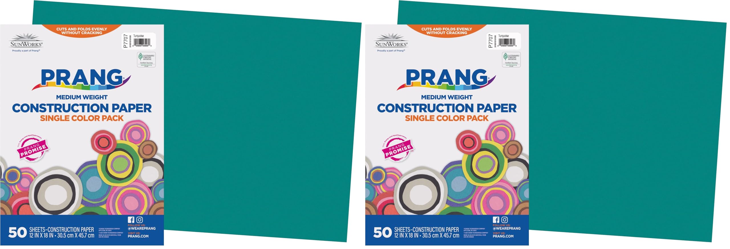 Prang (Formerly SunWorks) Construction Paper, Turquoise, 12" x 18", 50 Sheets (Pack of 2)