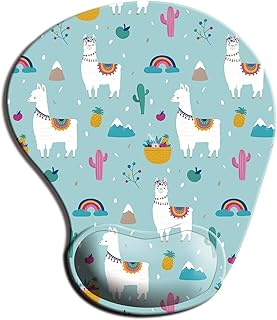 ITNRSIIET Mouse Pad, Ergonomic Mouse Pad with Gel Wrist Rest Support, Gaming Mousepad with Lycra Cloth, Non-Slip PU Base for Gaming Computer, Laptop, Home, Office & Travel Alpaca and Cactus
