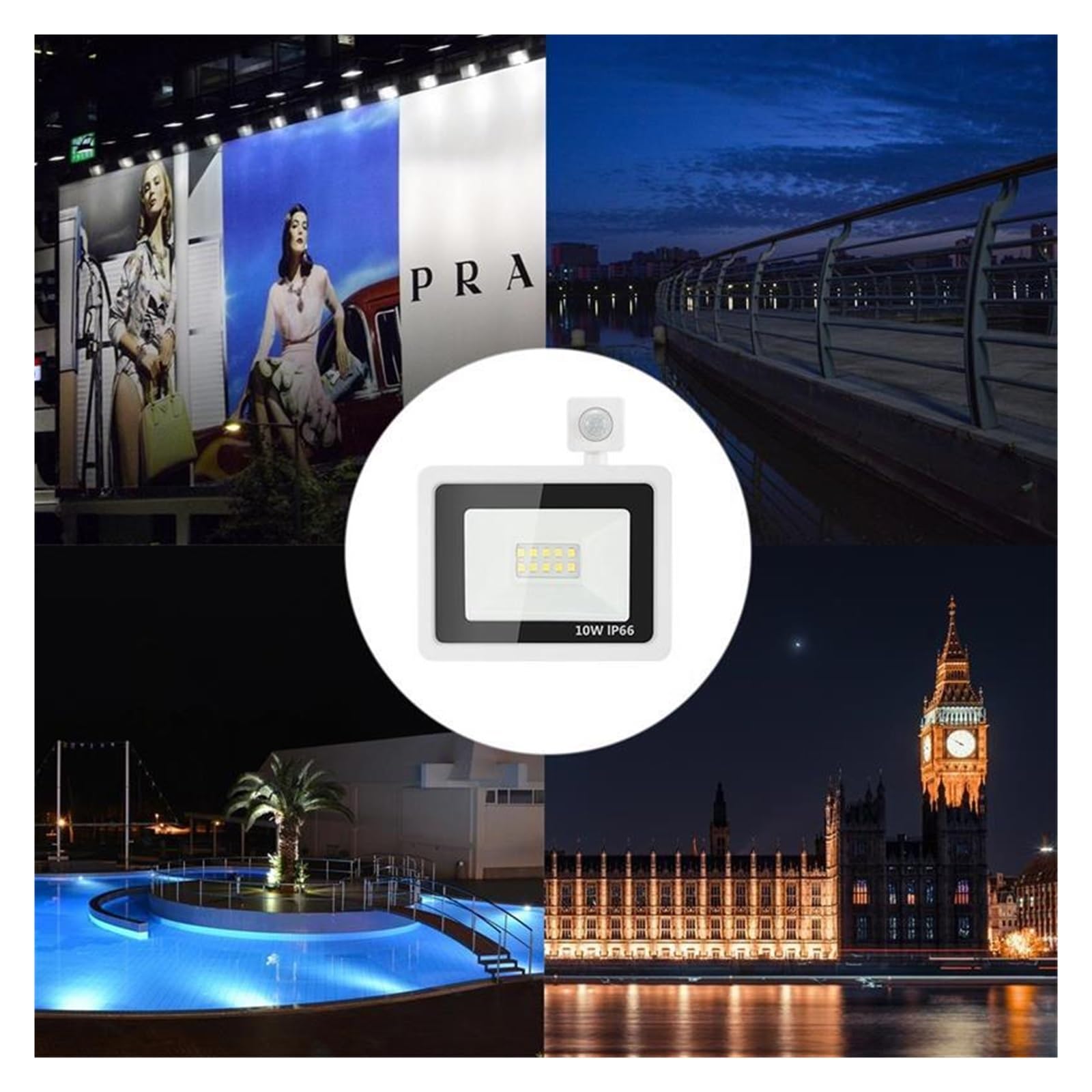 Focos exteriores, Luz LED De Inundación Con Sensor Movimiento PIR Carcasa Blanca, Reflectores 10W, 20W, 30W Y 50W, Proyector Impermeable IP65, For Exteriores Jardín(50W)