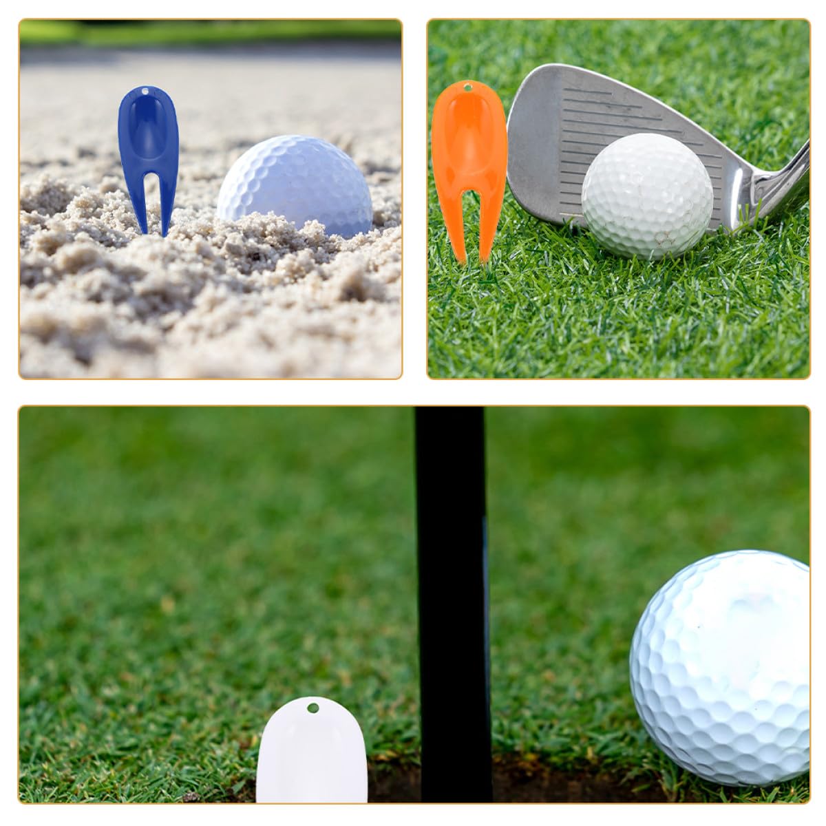 Set de 8 Horquillas de Plástico para Reparación de Chuletas en Green de Golf, Herramienta Portátil y Delicada para Uso en Campo de Golf al Aire Libre