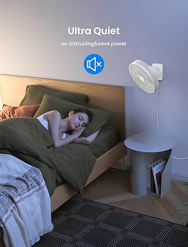 Miniatura 7 de Ventilador oscilante de pared de 12 pulgadas con control remoto y temporizador, ventilador compacto para dormitoriocaravana, 4 velocidades, rotación