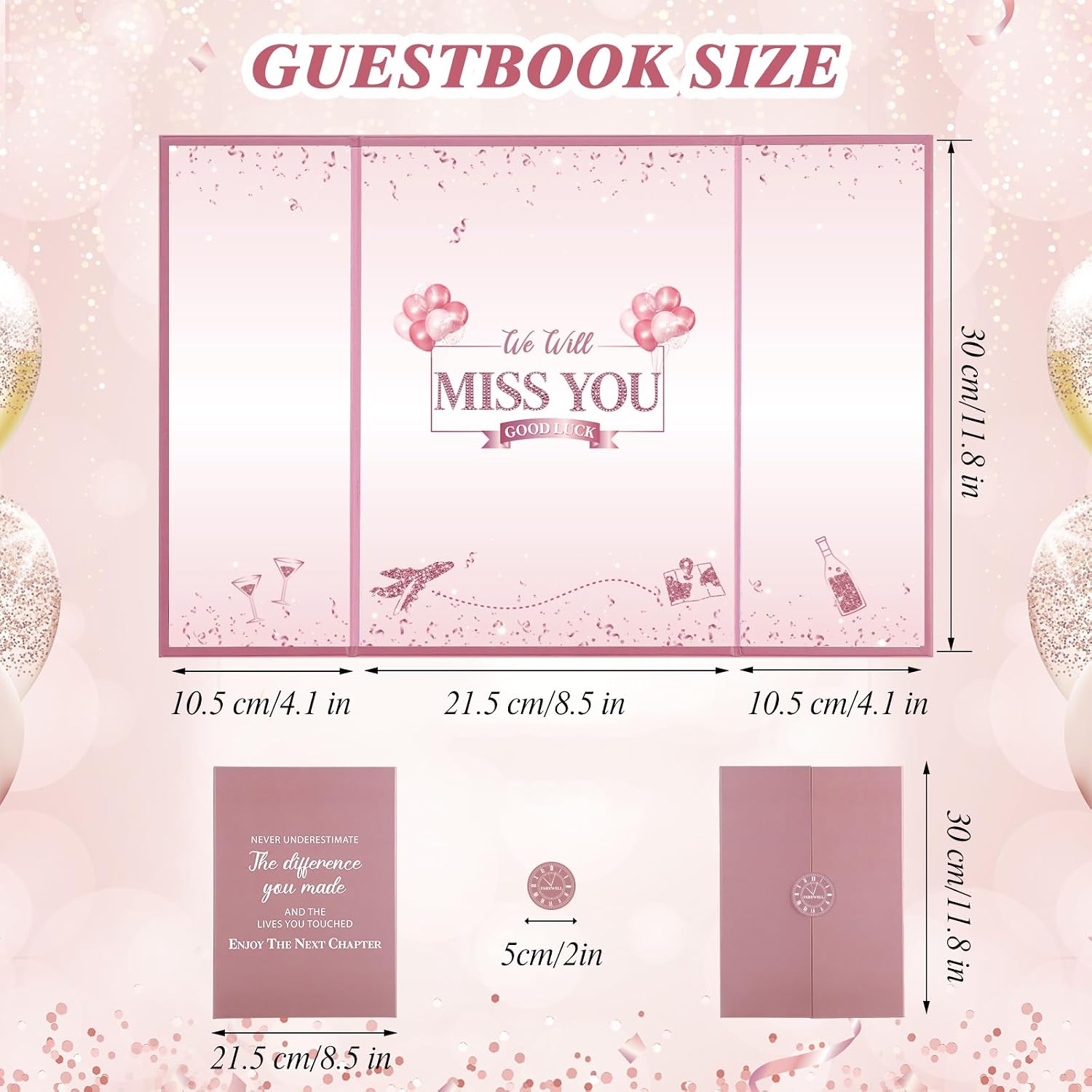 WSICSE Pink Farewell Guest Book Card, We Will Miss You Sign-In For Party