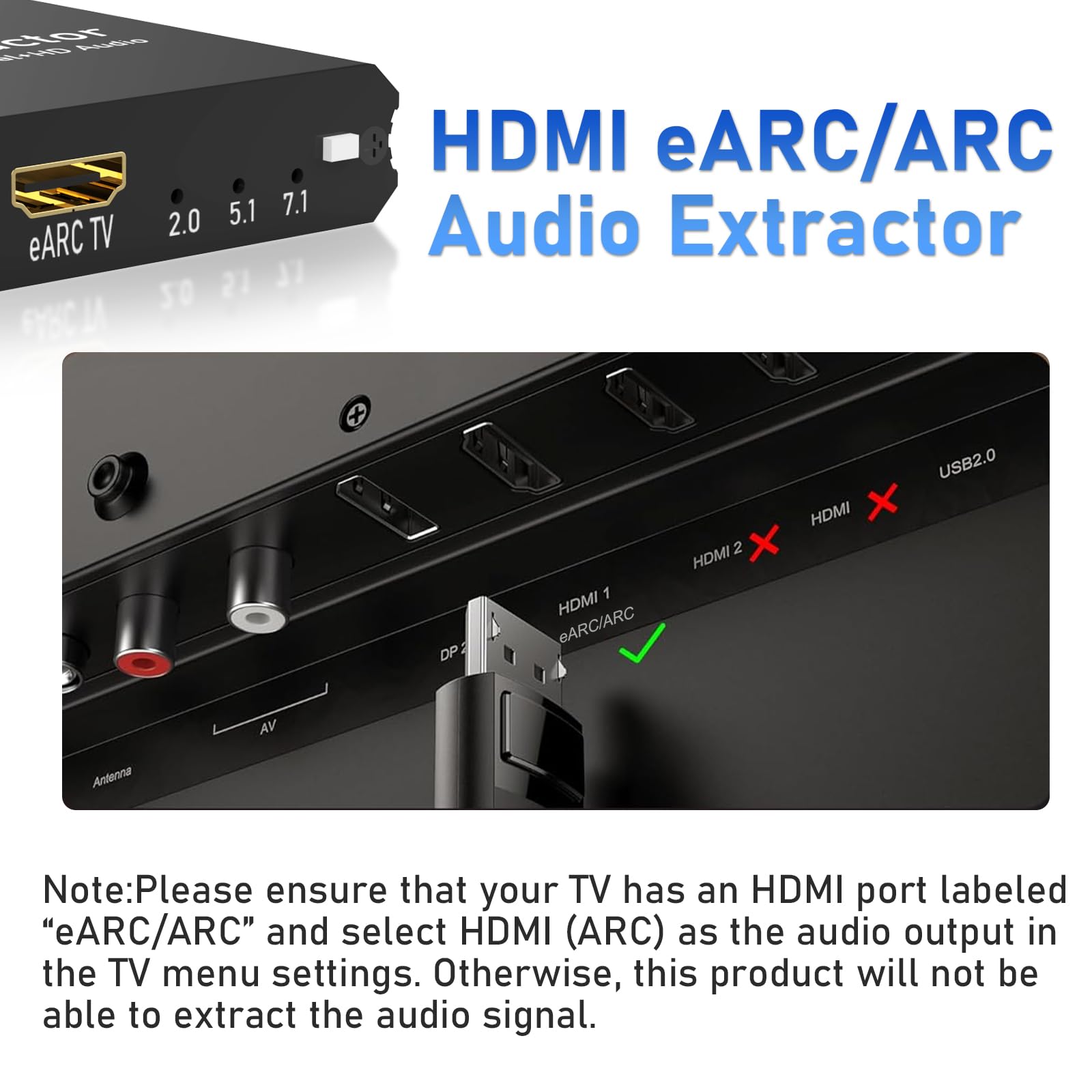 Tendak 192 kHz eARC/ARC Audio Extractor, Digital Analog Audio Wandler, HDMI eARC/ARC Optisch zu HDMI Optisch L/R 3,5 mm Stereo für HDTV Soundbar Lautsprecher, Verstärker, Kopfhörer