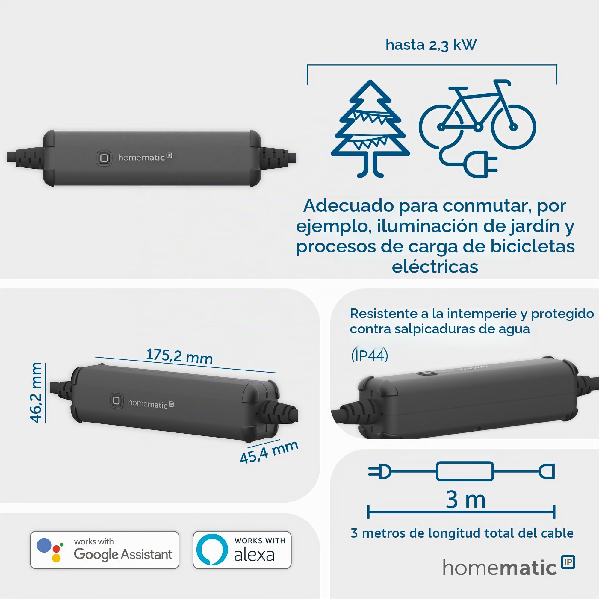Homematic IP Cable de medición de conmutación – exterior, para el control inteligente de dispositivos electrónicos e iluminación, funciona con Alexa y Google Home, 160775A0