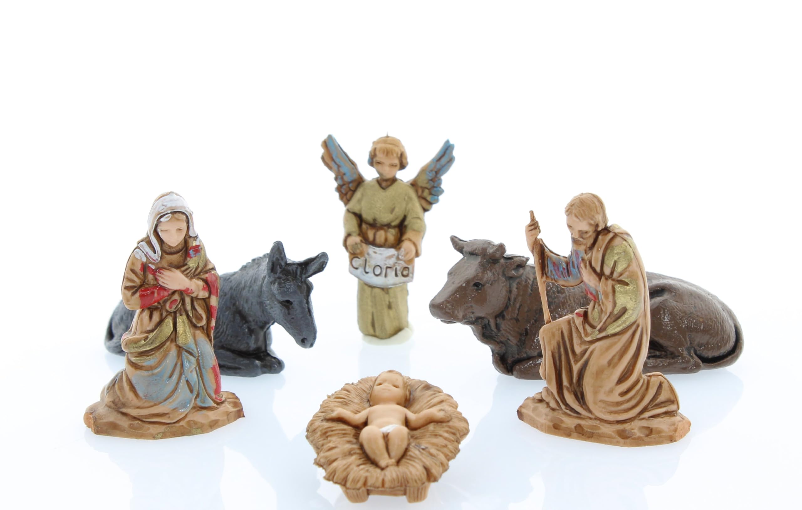 Moranduzzo Natividad 6 Figuras Apta para Belén de 3,5 cm Escala 1:50 – Micro 3,5 – Figura Indestructible, Estilo Siglo XVIII, Acabada a Mano, Escultor M. Landi