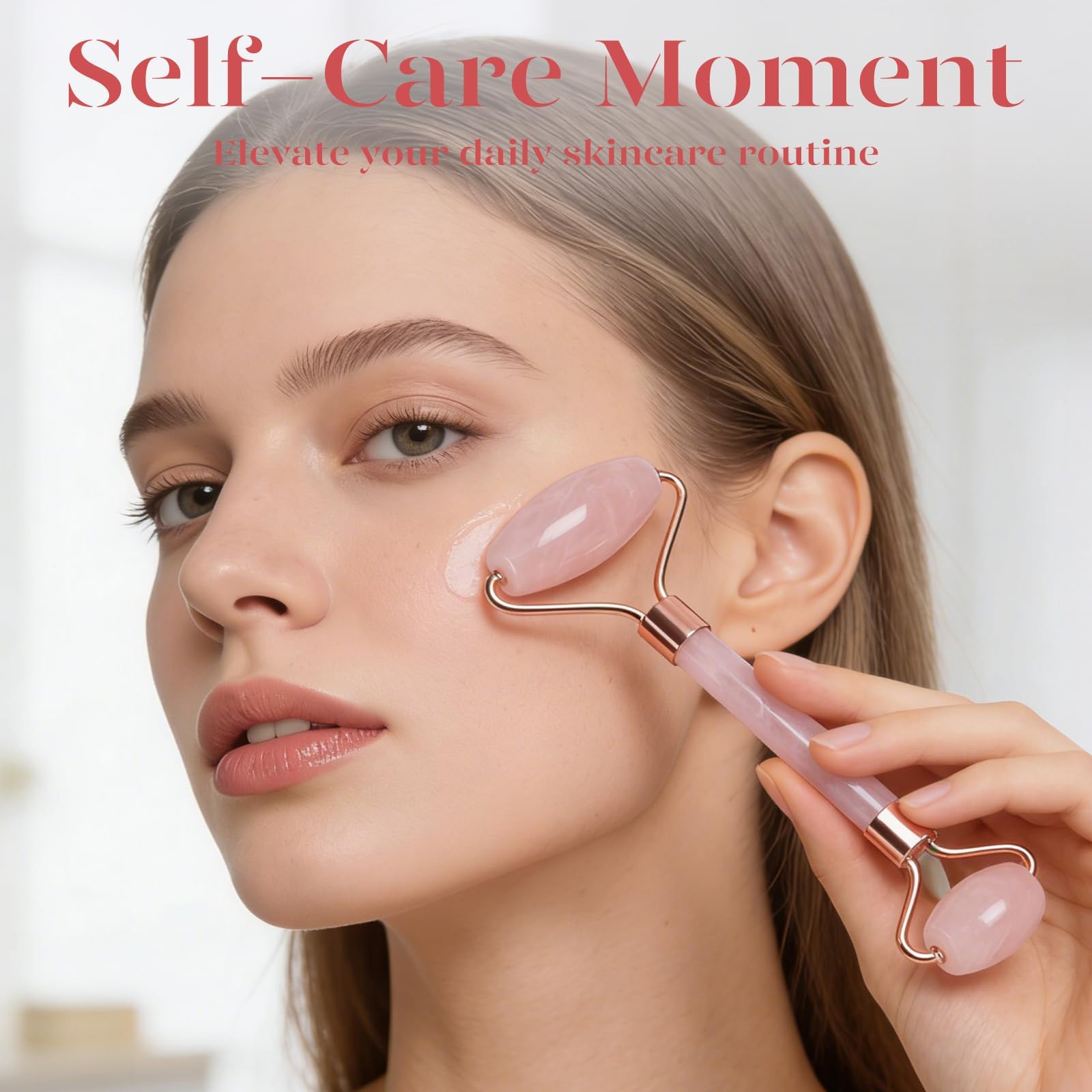 BAIMEI Gua Sha e Rullo di giada, rullo per il viso, strumenti per la cura della pelle del rullo di bellezza del viso, alleviano le linee sottili e le rughe,Regali Per Le Donne