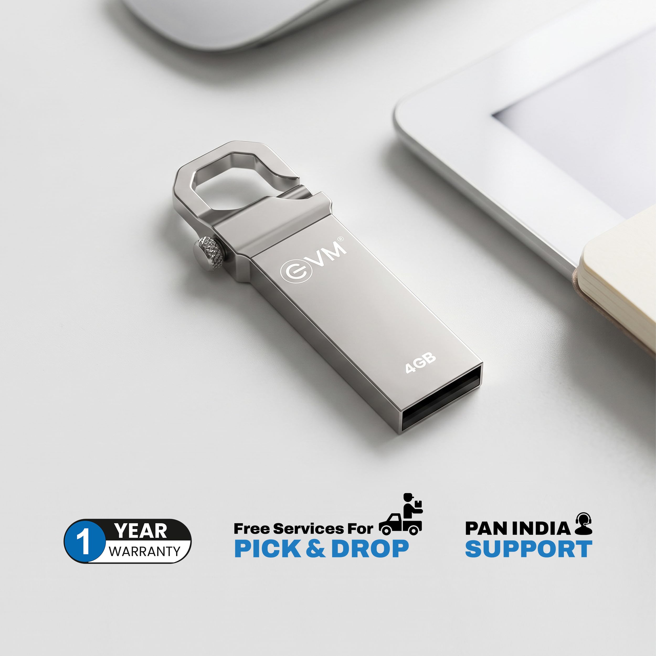 EVM EnStore 4GB USB 2.0 Durable Metal Flash Drive | Dependable 15MB/s Read| Rugged Metal Body | Seamless Plug & Play | Laptop Desktop Car Stereo Set-Top Box | 10 Years Warranty (EVMPD/4GB) — Amazon image 7