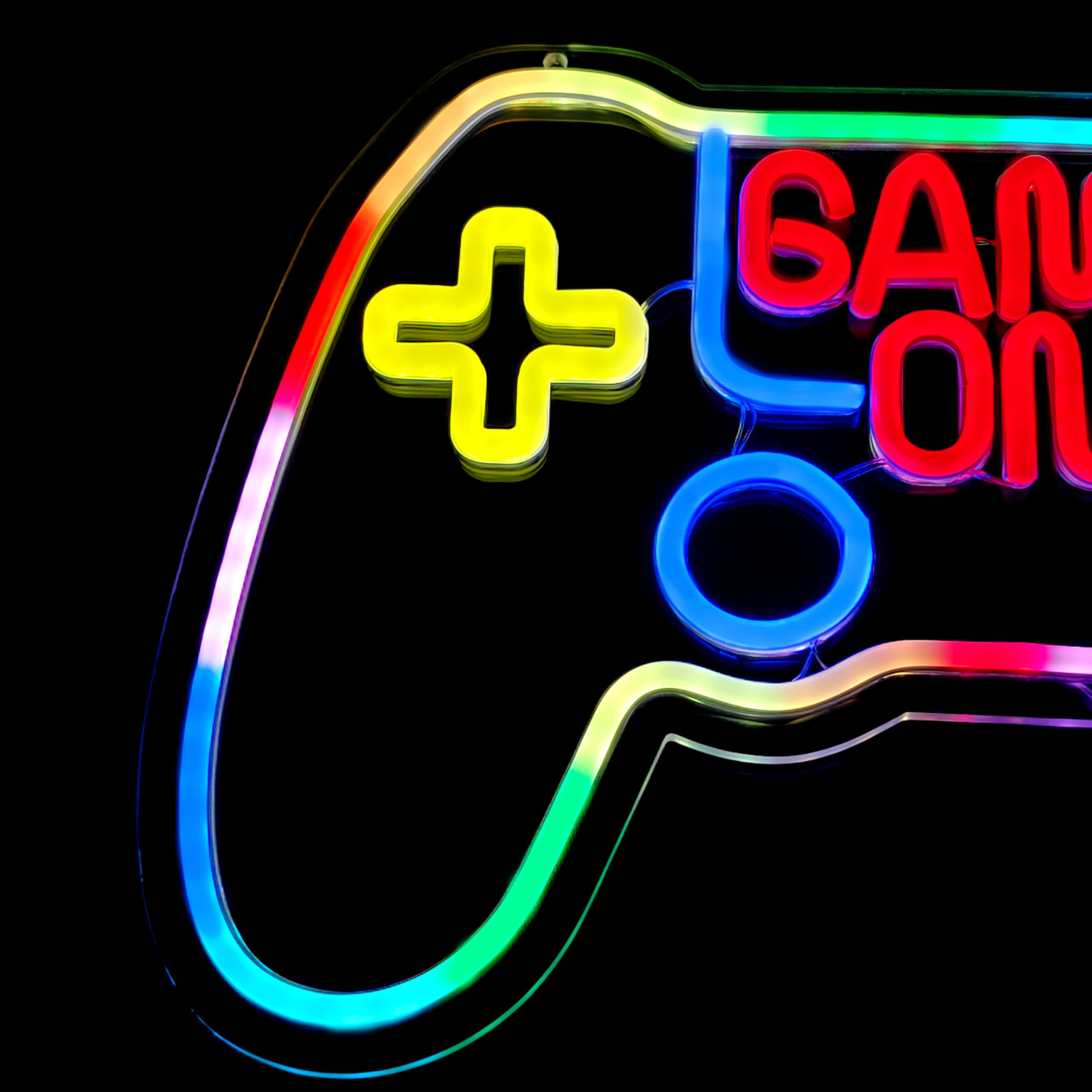 RGB Game Controller Neon Sign Game On LED Light for Gaming Room Decor Gamer Gift USB Powered with Dimmer Gamer Light for Teen Boys Camera da letto Decorazione
