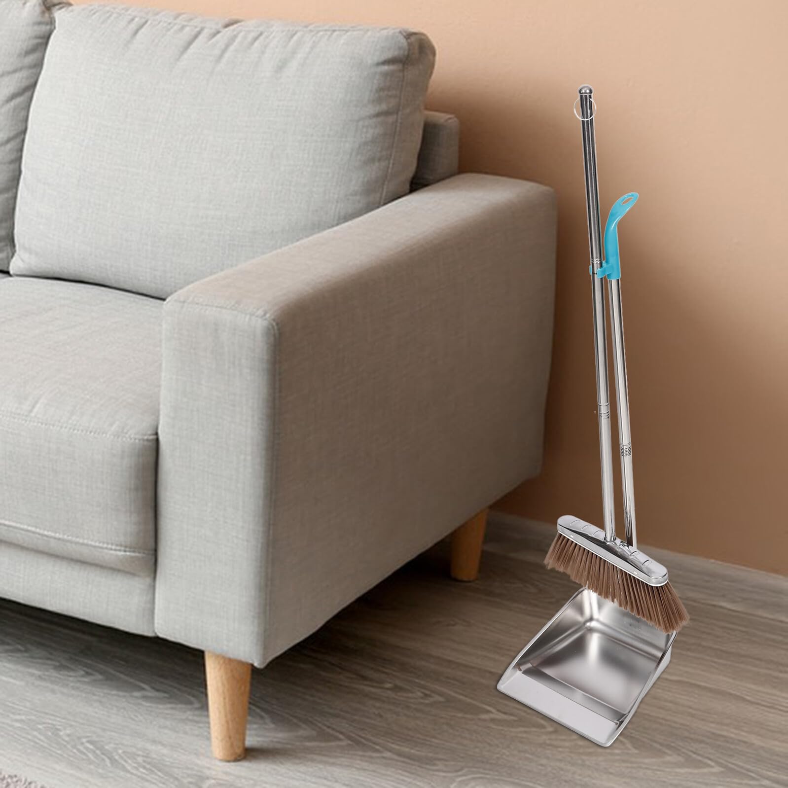 Toyvian Besen Und Kehrschaufel Satz Edelstahl Mit Langem Griff Ergonomisch Für Haushalt Zimmerreinigung Robuste Müllschaufel