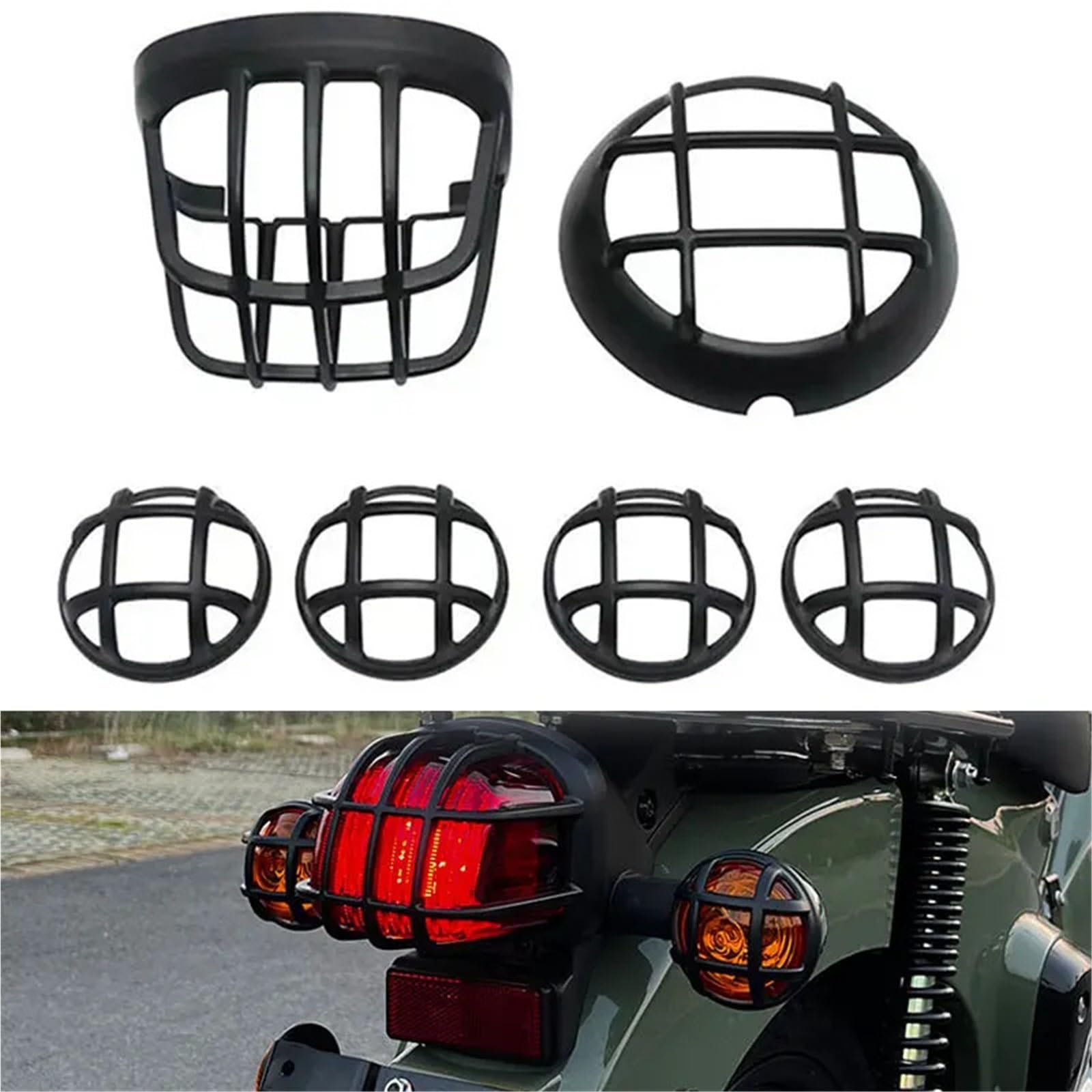 Matowa czarna osłona reflektora, kierunkowskazu i tylnego światła motocyklowego pasująca do Hondy Cross Cub 110 CC110 2020-2024 Osłona ochronna na światła przeciwmgielne Osłona R(Black Five Pcs)