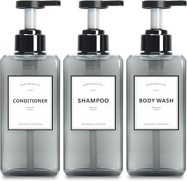 Soap Dispenser for Kitchen, YACEYACE 16.9oz Set of 3 Clear Grey