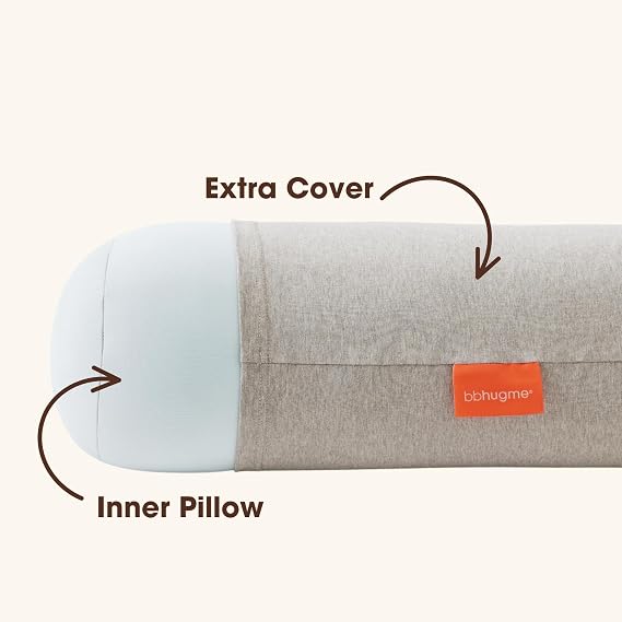bbhugme Pregnancy Pillow Cover - Cotton Jersey Fabric - Fits bbhugme Pregnancy Pillow for Side Sleeping - Cover Only, Pregnancy Pillow Sold Separately, Seashell Beige