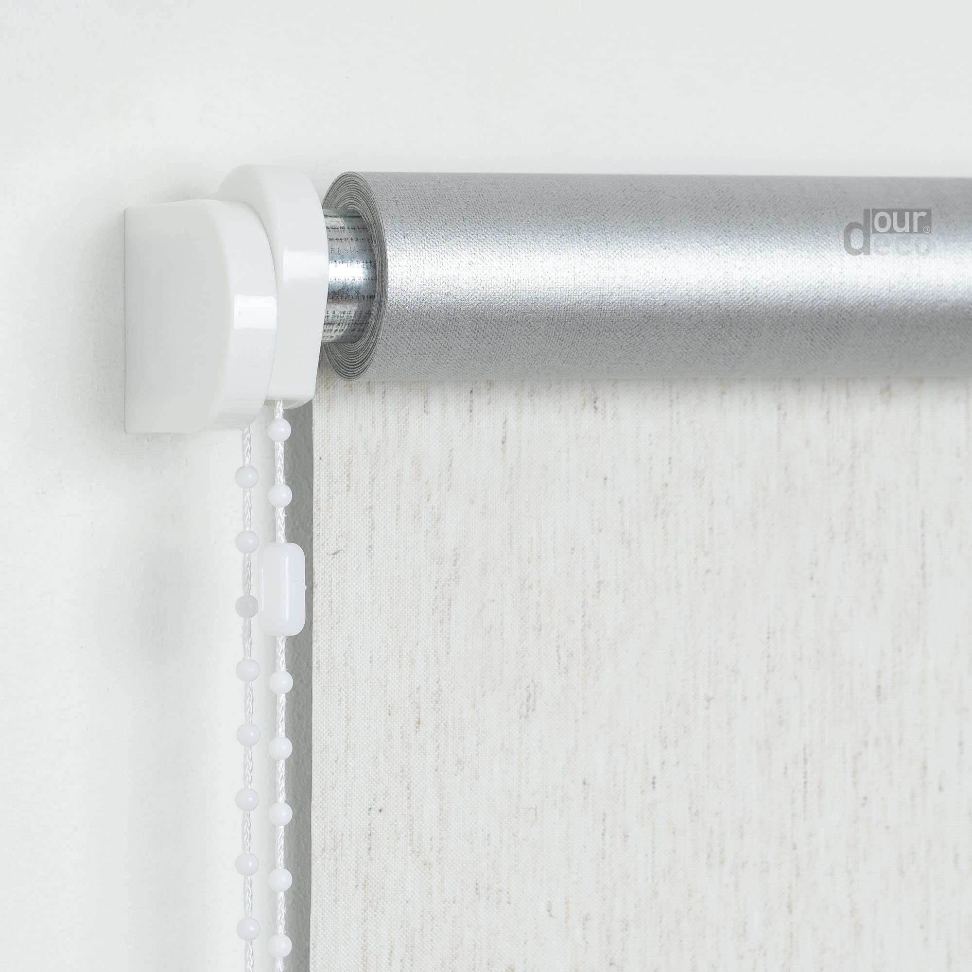 Rollo, Fenster Rollo, Kettenzug-Rollo / 182 x 180 cm (Breite x Höhe), leinen Silber/Thermo-Beschichtung, Verdunkelnd, Blickdicht/Breiten 60-200 cm/viele Farben