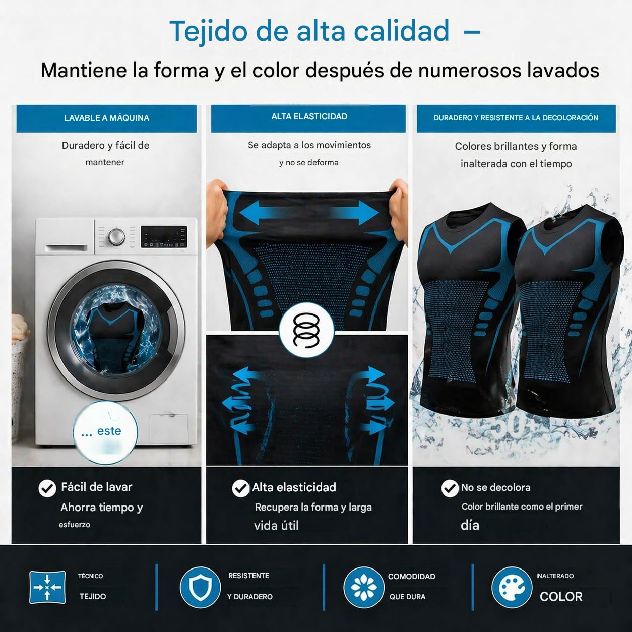 Camiseta de Efecto Vientre Plano – Camiseta de compresión para Hombre, Control Abdominal, Tejido Transpirable de Seda Helada, para Deporte y Uso Diario.