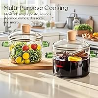 Vista 2 de 2 cacerolas de vidrio con tapa, olla de vidrio borosilicato resistente al calor, olla transparente duradera para sopa, pasta, fideos, comida