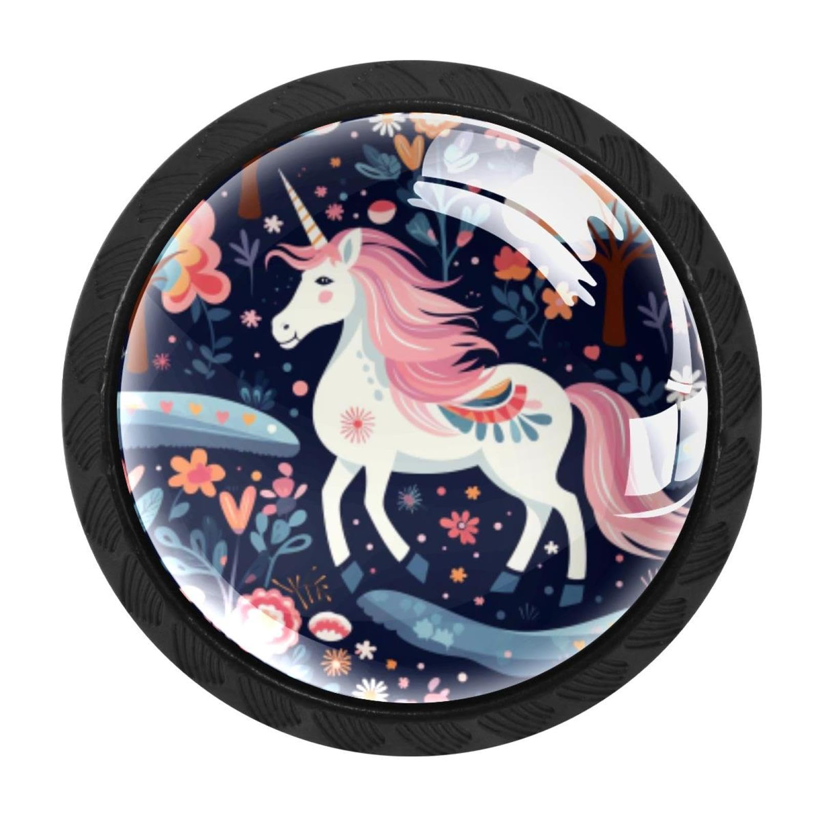 CHENZZZZ Unicorn Cabinet Knobs 4 Pieces Drawer Kitchen Cabinets Dresser Cupboard Wardrobe Unique Pulls Handles