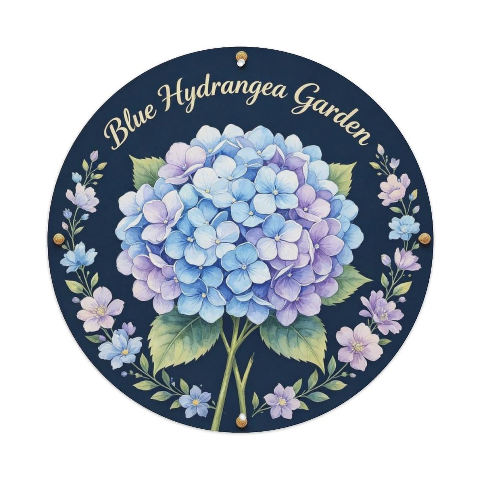 Blue Hydrangea Garden Metal Tin Sign Plaque