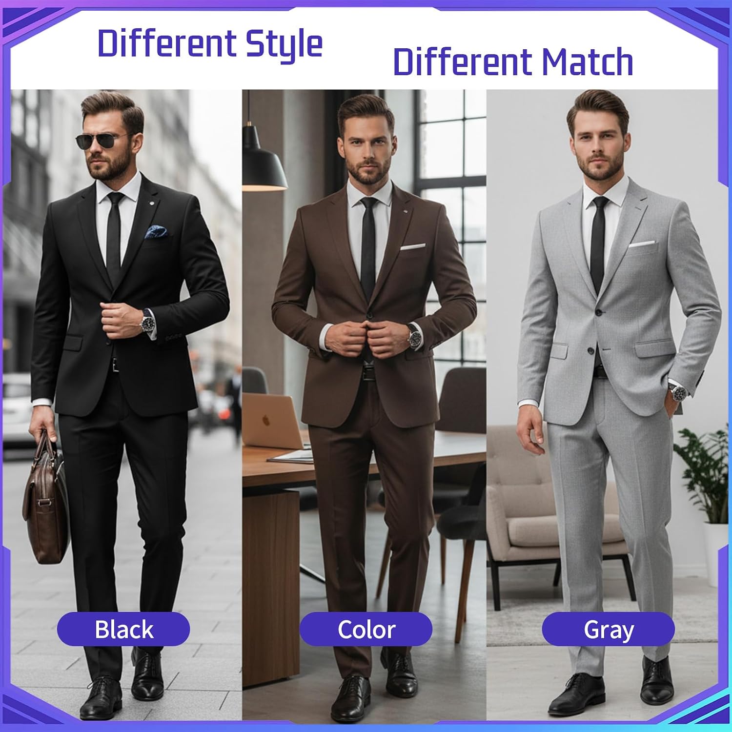 Black Ties for Men 2 Pack, 1.58" Skinny Tie Plain Solid Color Slim Necktie, Formal Black Tie for Wedding Business Prom